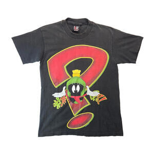Looney Tunes Vintage 1993 Marvin Martian Big Graphic Black t Shirt Mens Large L